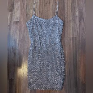 Shimmer Embellished Pink Mini Dress